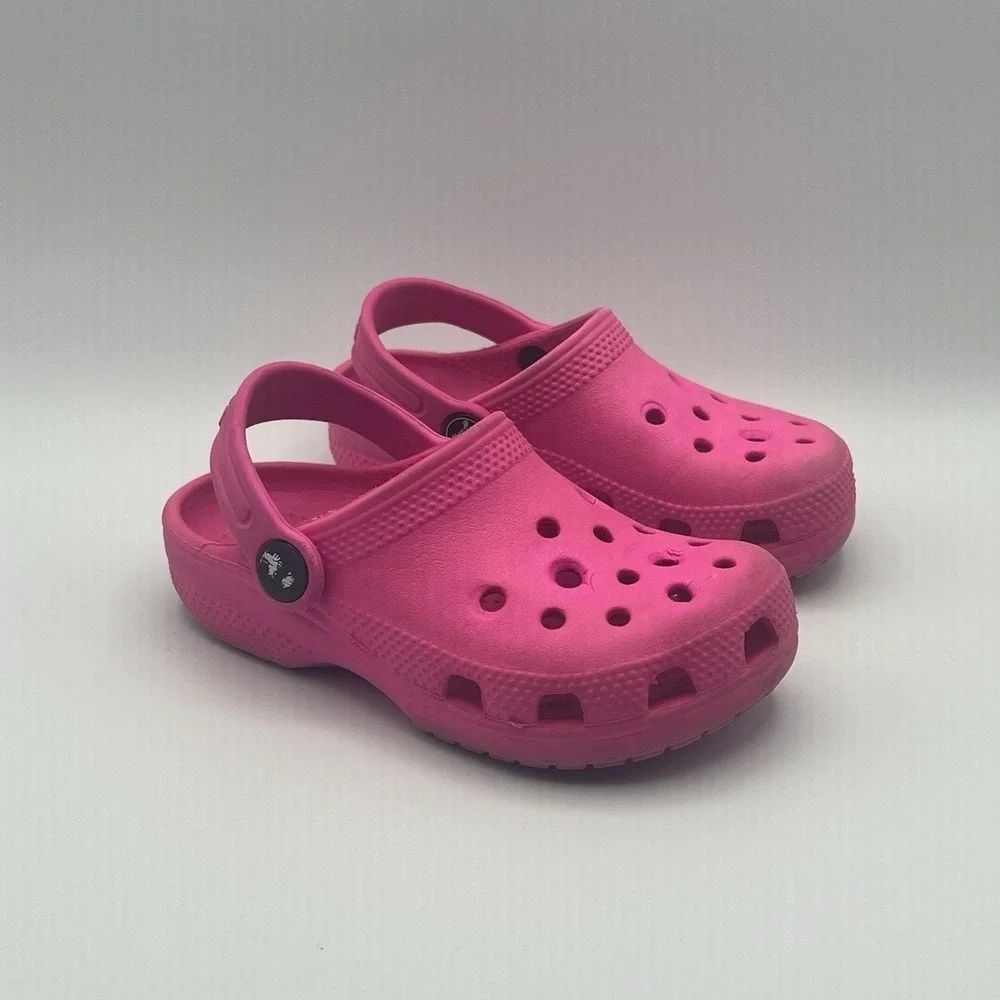 Crocs Classic Clogs Pink Slip On Comfort Slides Sandals - Kids Toddler Size 9